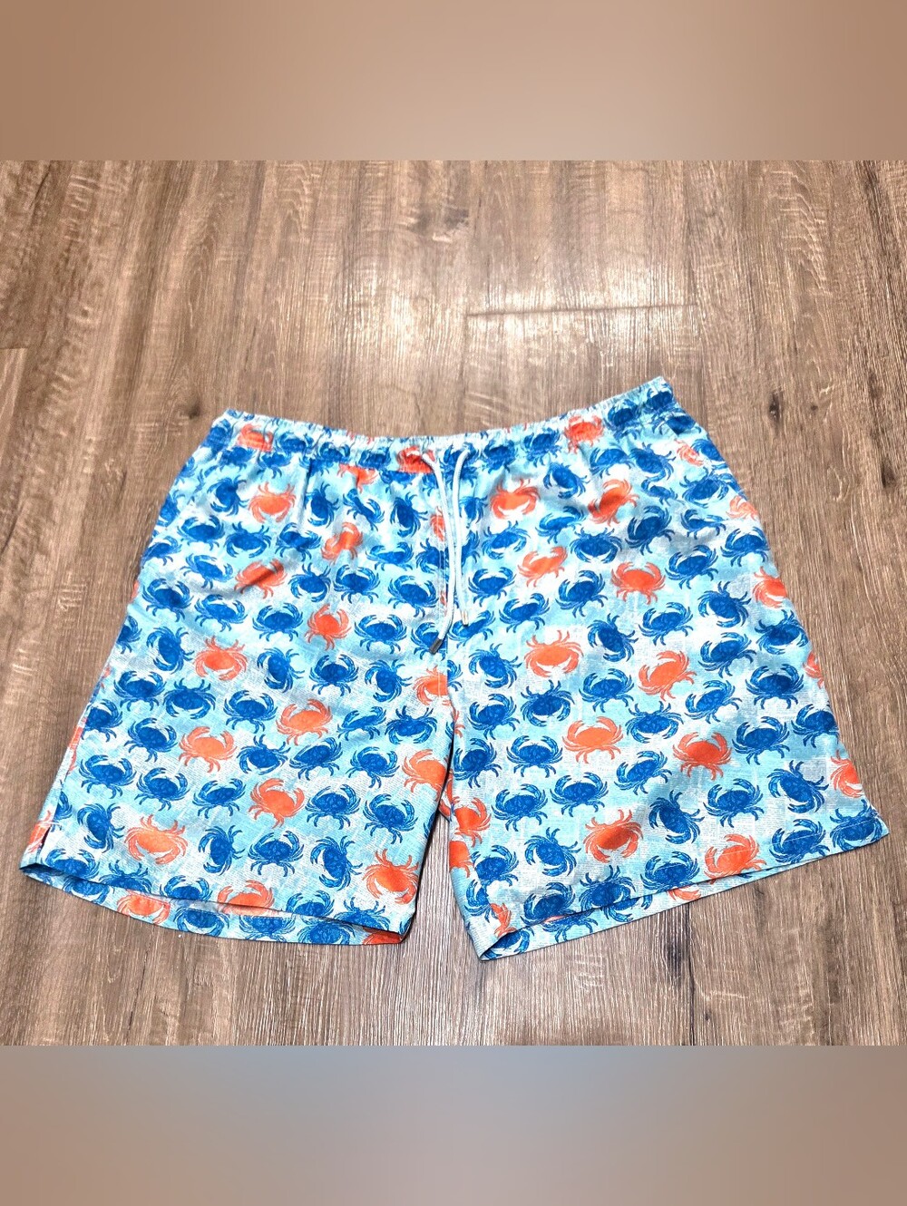 Peter Millar Seaside Crab Print Men's Pre-Owned Swim Trunks Shorts Size XXL.